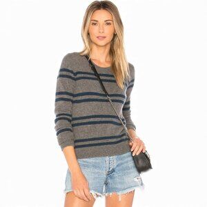 James Perse Cashmere Grey Striped Long Sleeve Sweater Crew Neck Women's Size 0